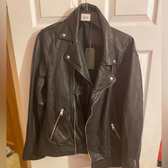All Saints Black Leather Jacket - Picture 4 of 10